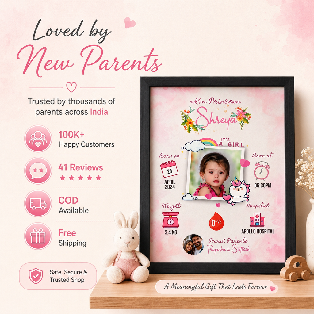 Personalised Baby Birth Details Photo Frame