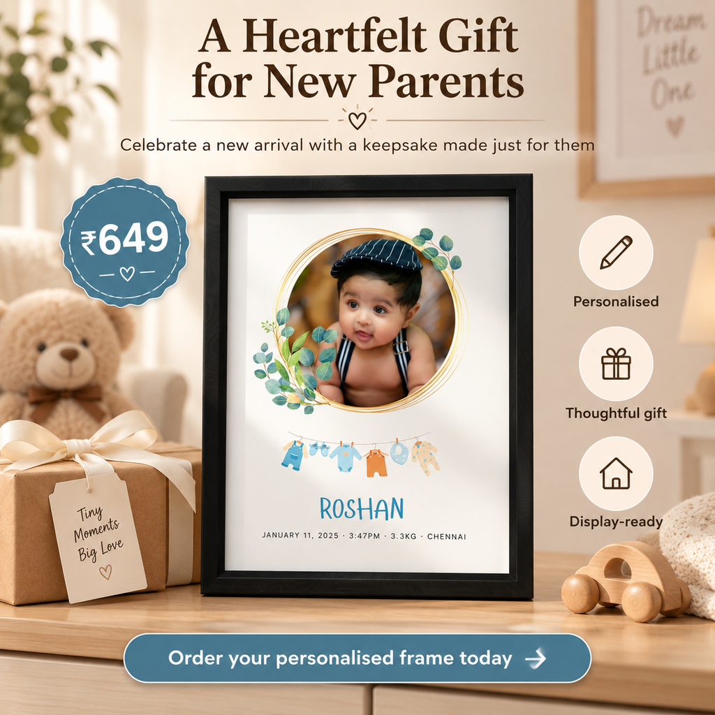 Baby Birth Keepsake Frame | Personalised Newborn Photo Frame | Boy & Girl
