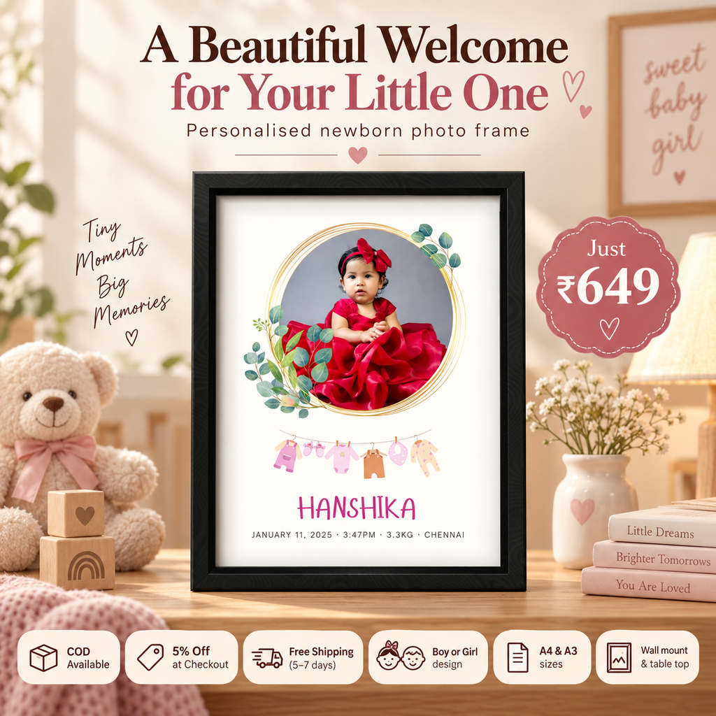 Baby Birth Keepsake Frame | Personalised Newborn Photo Frame | Boy & Girl