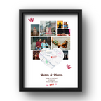 Personalised Couple First Met Frame | Heart Photo Collage with Location Map