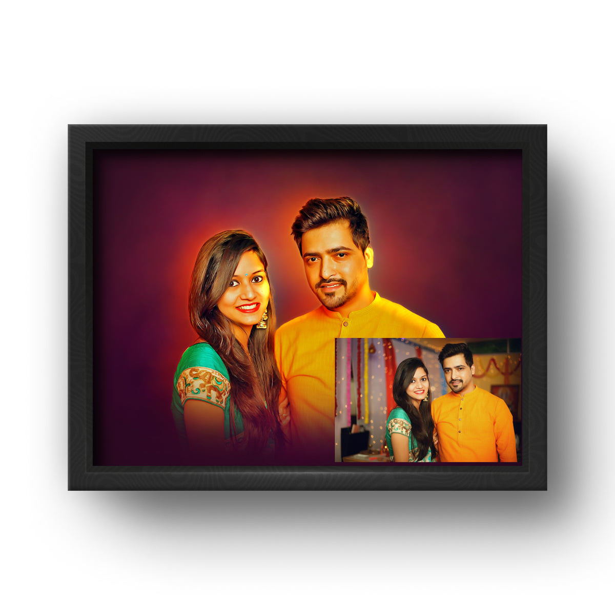 Oil Painting Effect Couple Portrait Frame