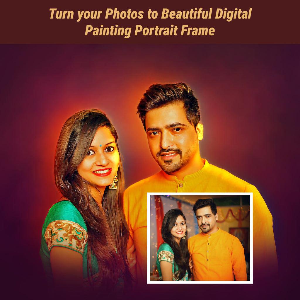 Oil Painting Effect Couple Portrait Frame