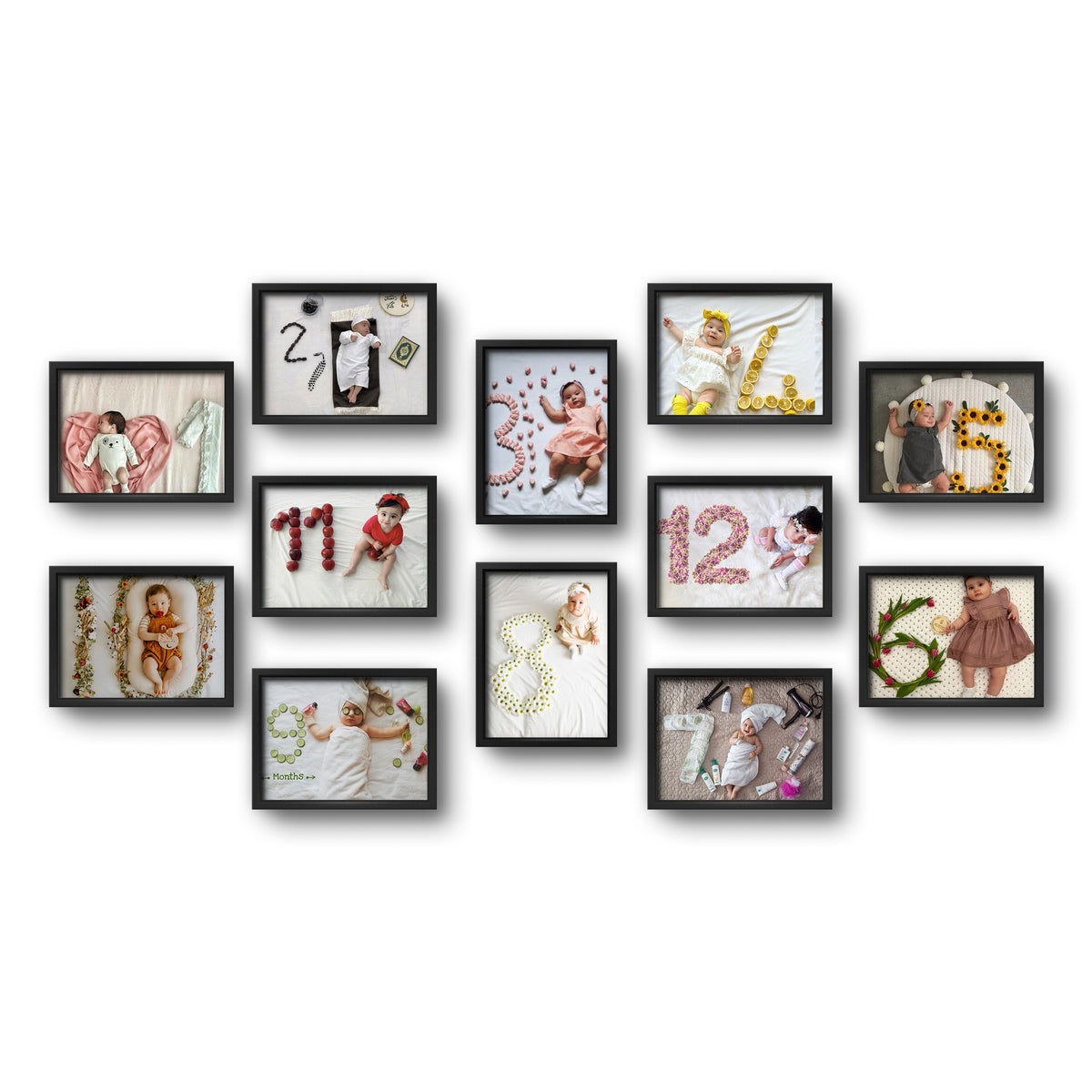 Baby 1–12 Month Milestone Photo Frame Set