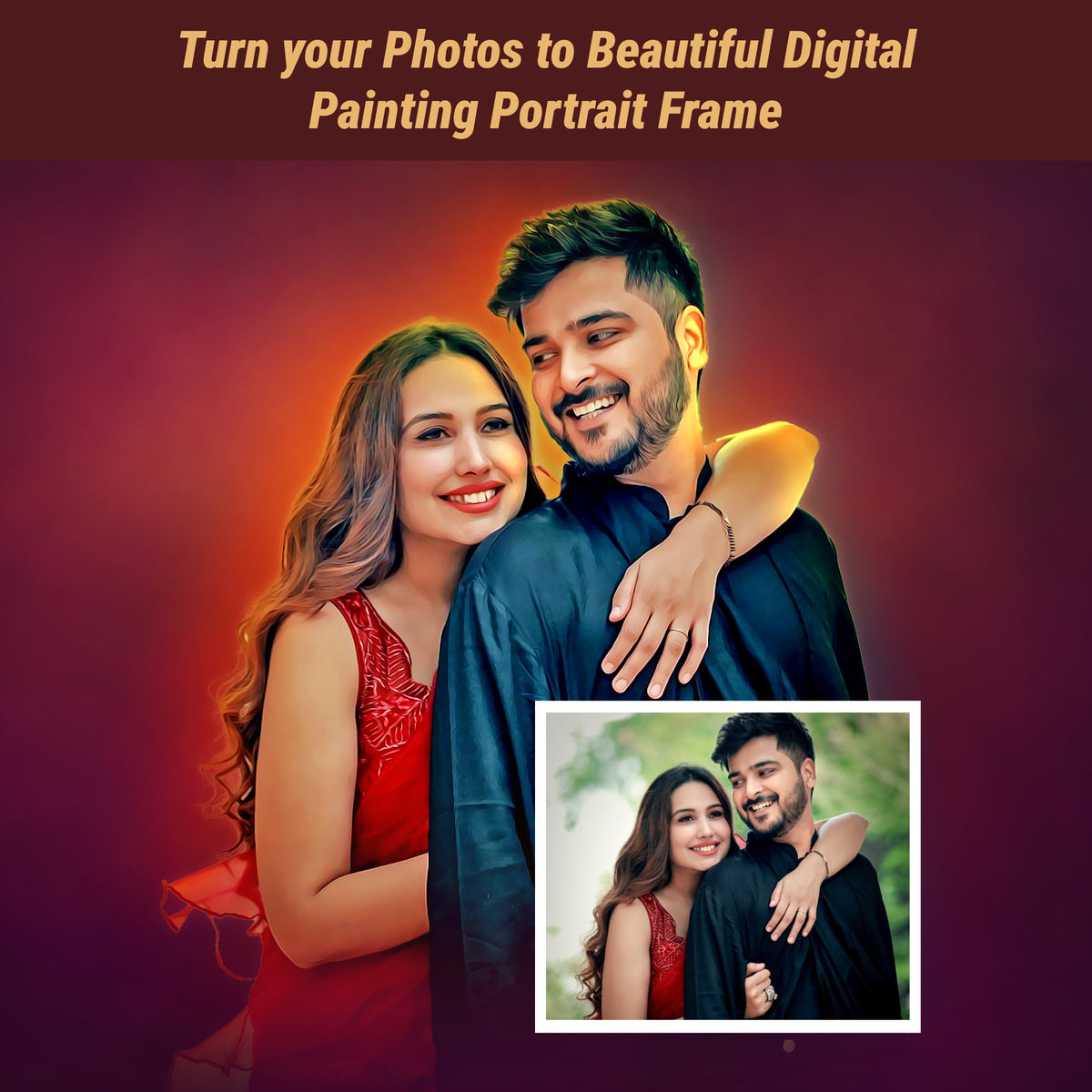 Oil Painting Effect Couple Portrait Frame