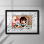 Baby Photo Frame with Name & Date – Floral Design