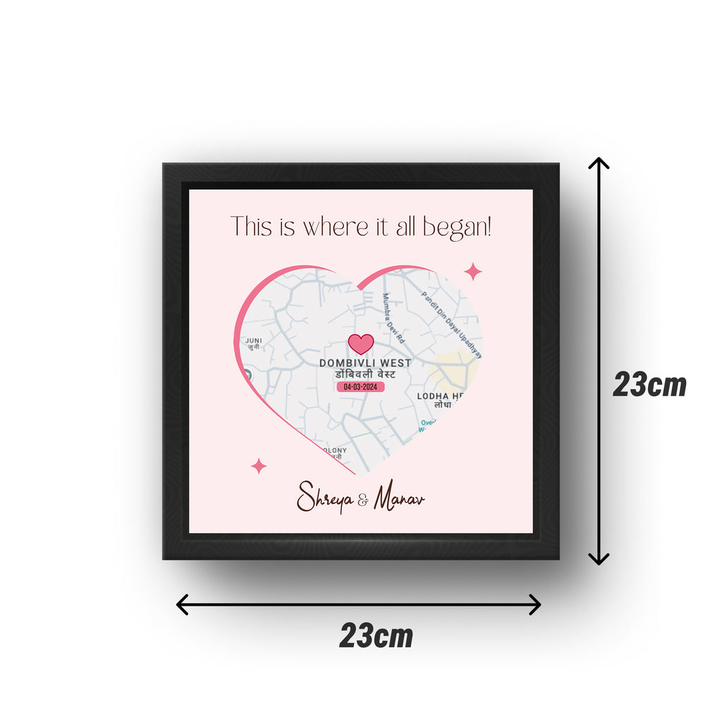 Personalized First Met Location Map Frame