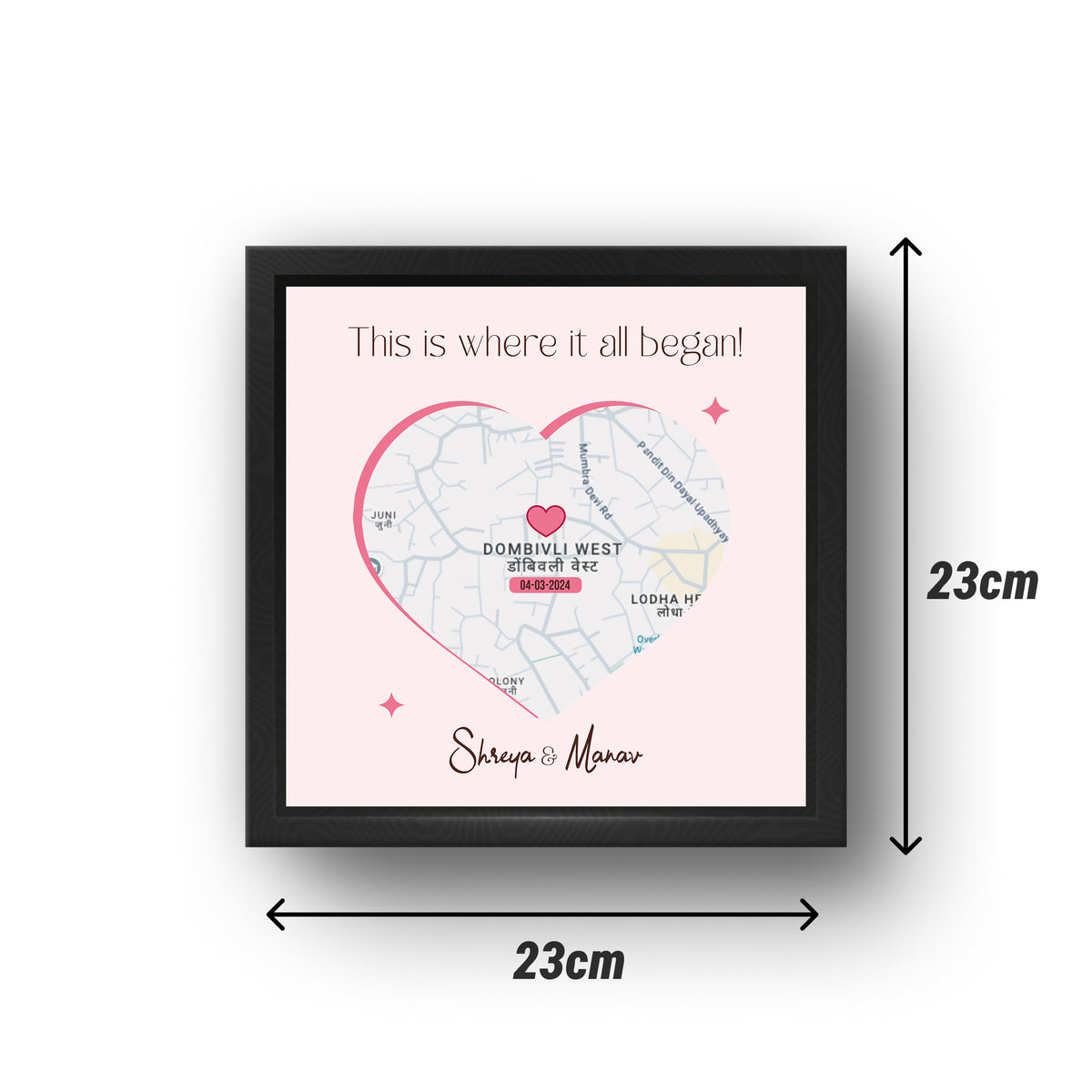 Personalized First Met Location Map Frame