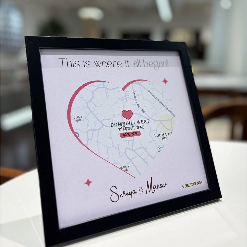 Personalized First Met Location Map Frame