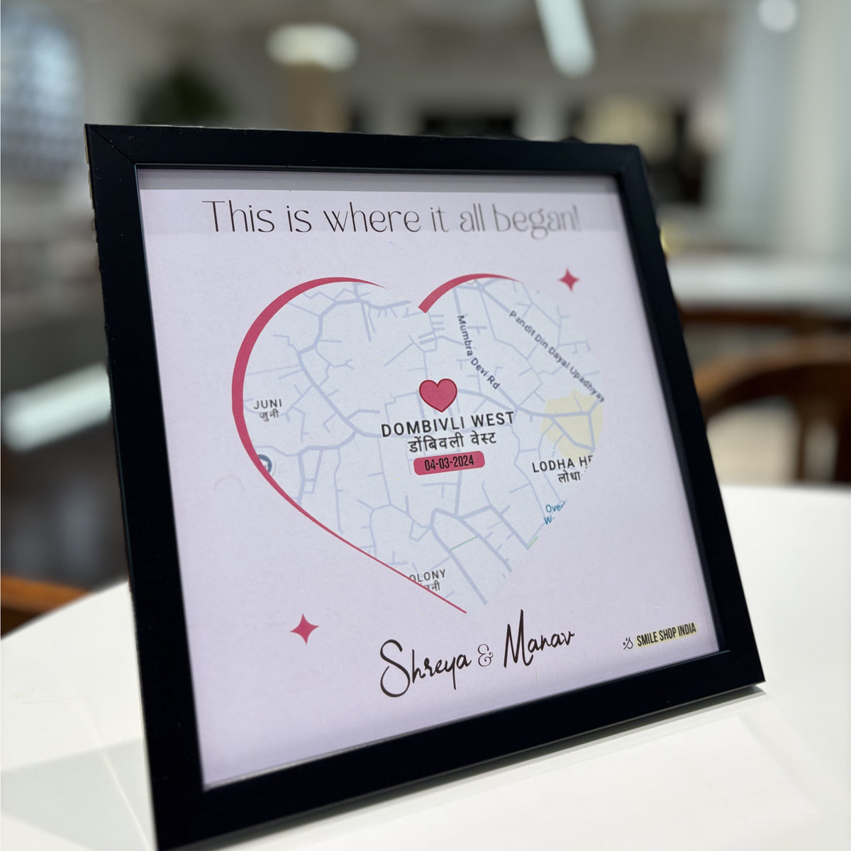 Personalized First Met Location Map Frame