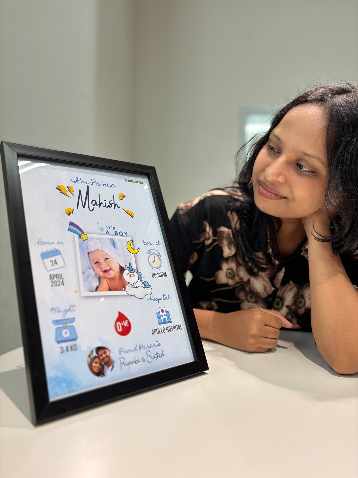 Personalised Baby Birth Details Photo Frame