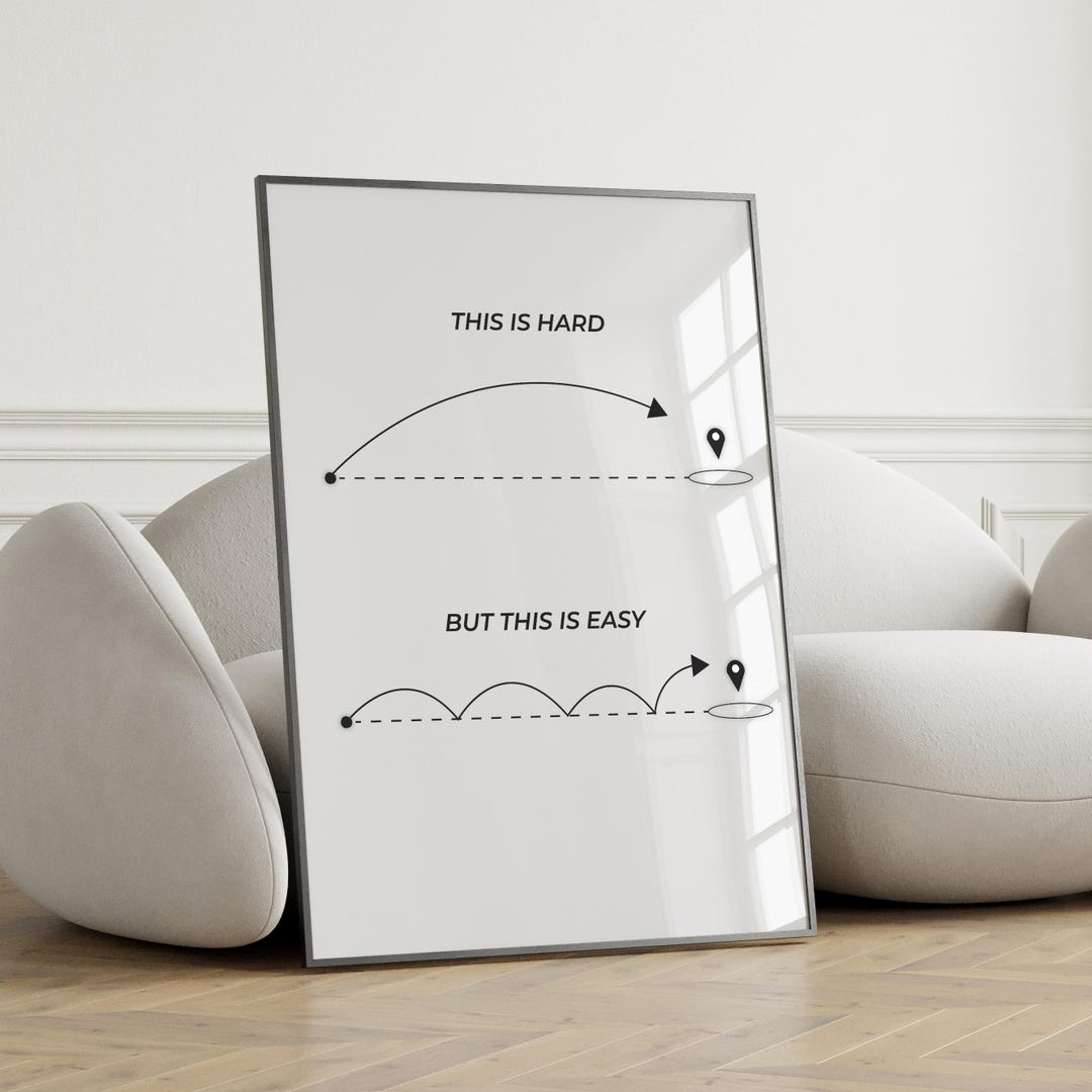 This Is Hard But This Is Easy motivational visual print — framed poster leaned against wall