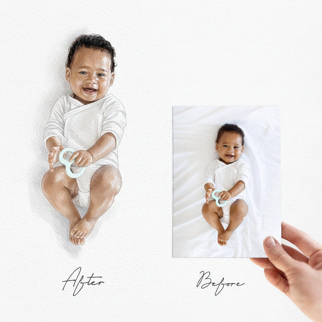 Baby Watercolour Portrait - lifestyle image 2