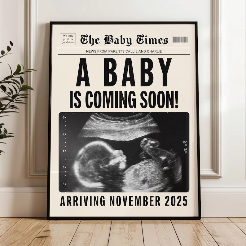 Custom Newspaper Print - Black Wood Framed