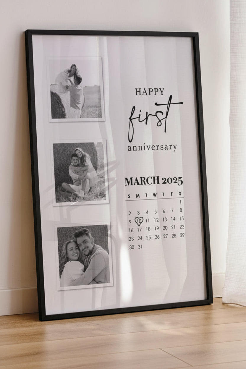 Personalised Couple Calendar Date Art Print - Anniversary Gift
