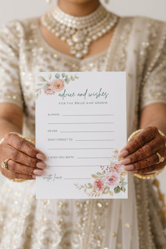 Wedding Advice Cards for Newlyweds - Boho Floral Design