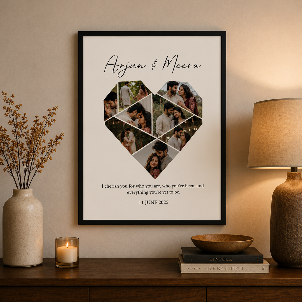 Custom Heart Photo Collage | 1st Anniversary Gift for Couples